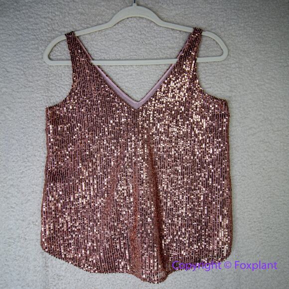 New! LOFT Sequin Shell tank pink Top , XS - Picture 7 of 9